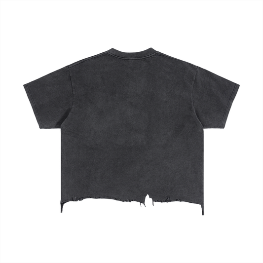 Vintage Wash Boxy Distressed Hem T-Shirt